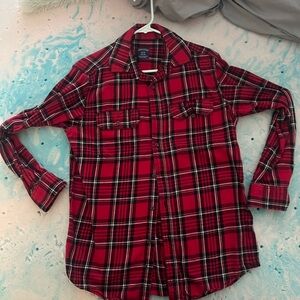 Faded Glory Red and Black Casual Button Down Shirt